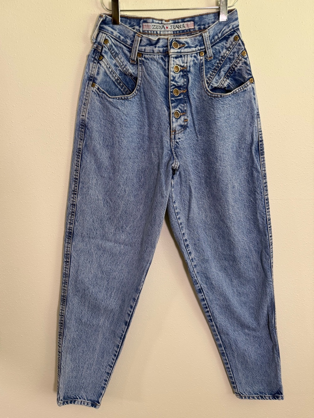Vintage 90s Zena Jeans Acid Wash High Rise Button Fly Jeans Size 7
